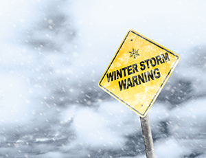 Winter Storm Warning Signpost